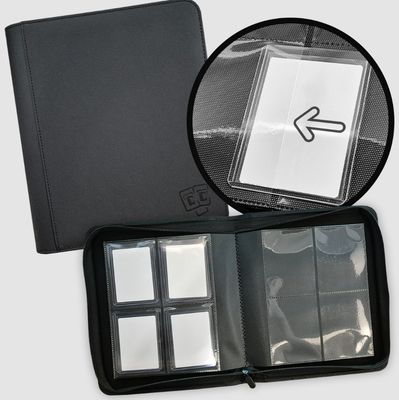 TCG GURU - 4-Pocket Toploader Leather Binder - Black
