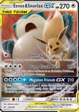 Eevee &amp; Snorlax GX (TEU 120 - Near Mint - DE