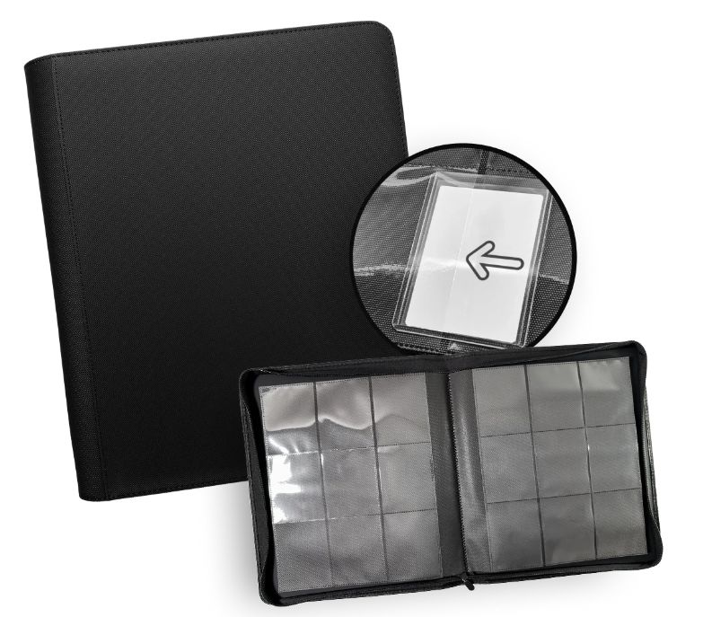 TCG GURU - 9-Pocket Toploader Zip Binder - Xenon Black