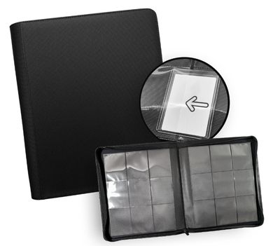 TCG GURU - 9-Pocket Toploader Zip Binder - Xenon Black