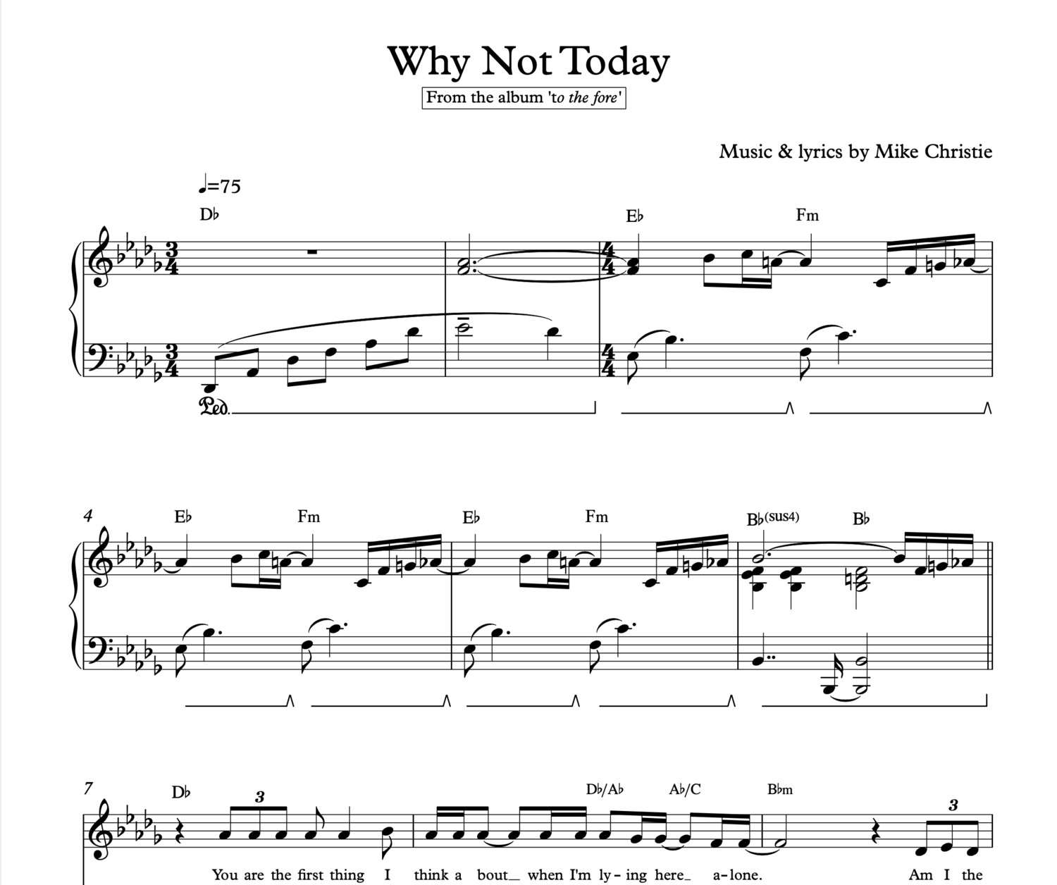 'Why Not Today' Digital Sheet Music