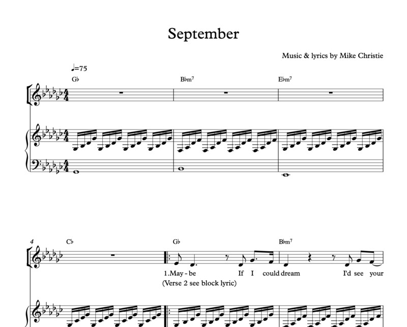 &#39;September&#39; Digital Sheet Music