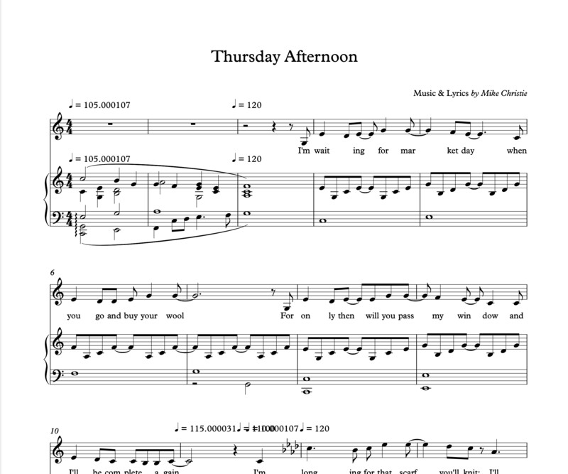 &#39;Thursday Afternoon&#39; Digital Sheet Music