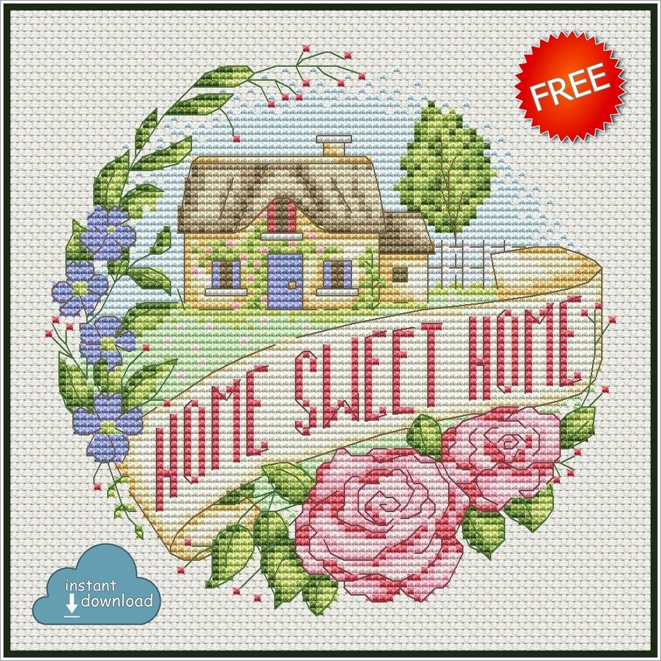 Home Sweet Home Cross Stitch Pattern PDF + XSD. Instant Download. FREE