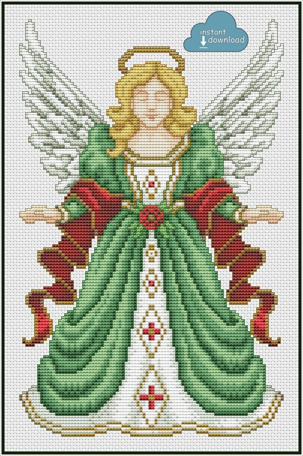 Christmas Angel Cross Stitch Pattern PDF + XSD. Instant Download