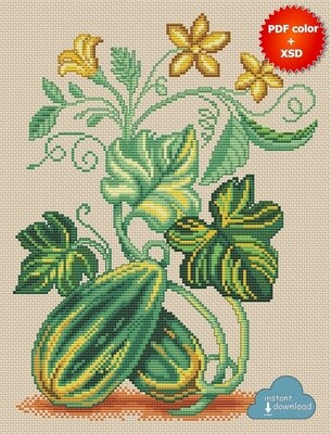 Zucchini Cross Stitch Pattern PDF + XSD. Instant Download. Only 5 in stock!