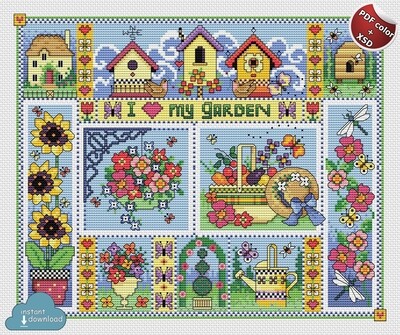 Love my Garden Cross Stitch Pattern PDF + XSD. Instant Download. FREE