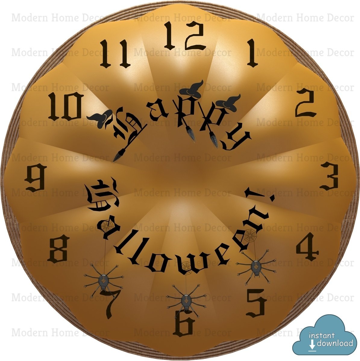 "Happy Halloween" Printable DIY Clock Face. Instant Download.