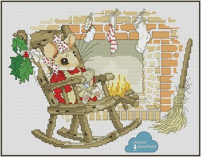 Christmas Mouse Cross Stitch Pattern PDF + XSD. Instant Download.