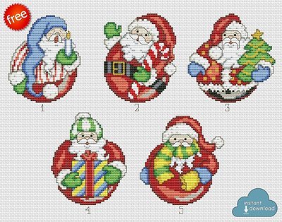 Merry Christmas Santa Cross Stitch Pattern PDF + XSD. Instant Download. Free