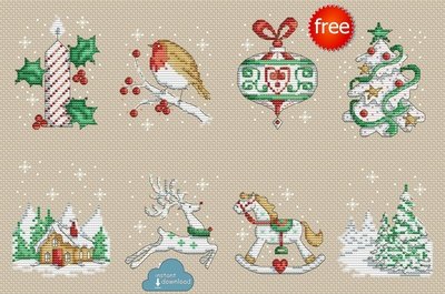 Set cross stitch pattern Christmas wreathes Xmas cross stitch holiday Counted cross stitch winter Embroidery pattern PDF
