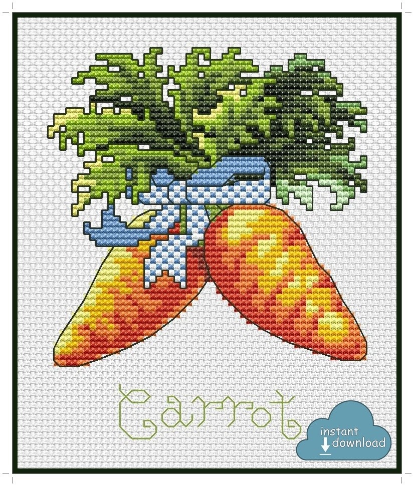 Carrot Cross Stitch Pattern PDF + XSD. Instant Download.