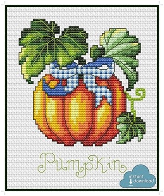 Pumpkin Cross Stitch Pattern PDF + XSD. Instant Download.