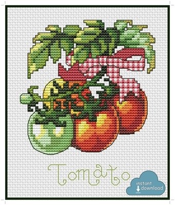 Tomato Cross Stitch Pattern PDF + XSD. Instant Download.