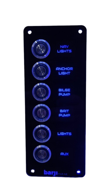 Standard 6 way back-lit switch panel - portrait