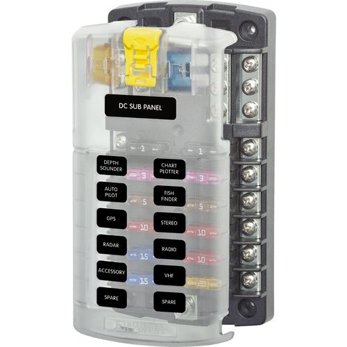 Blue Sea Fuse Block ST Blade Fuse with Negative Busbar &amp; Cover