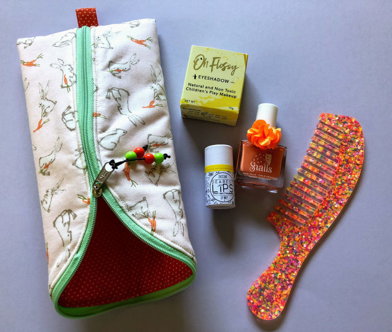 Handmade Makeup Gift Bag - orange bunnies Handmade Makeup Gift Bag - orange bunnies