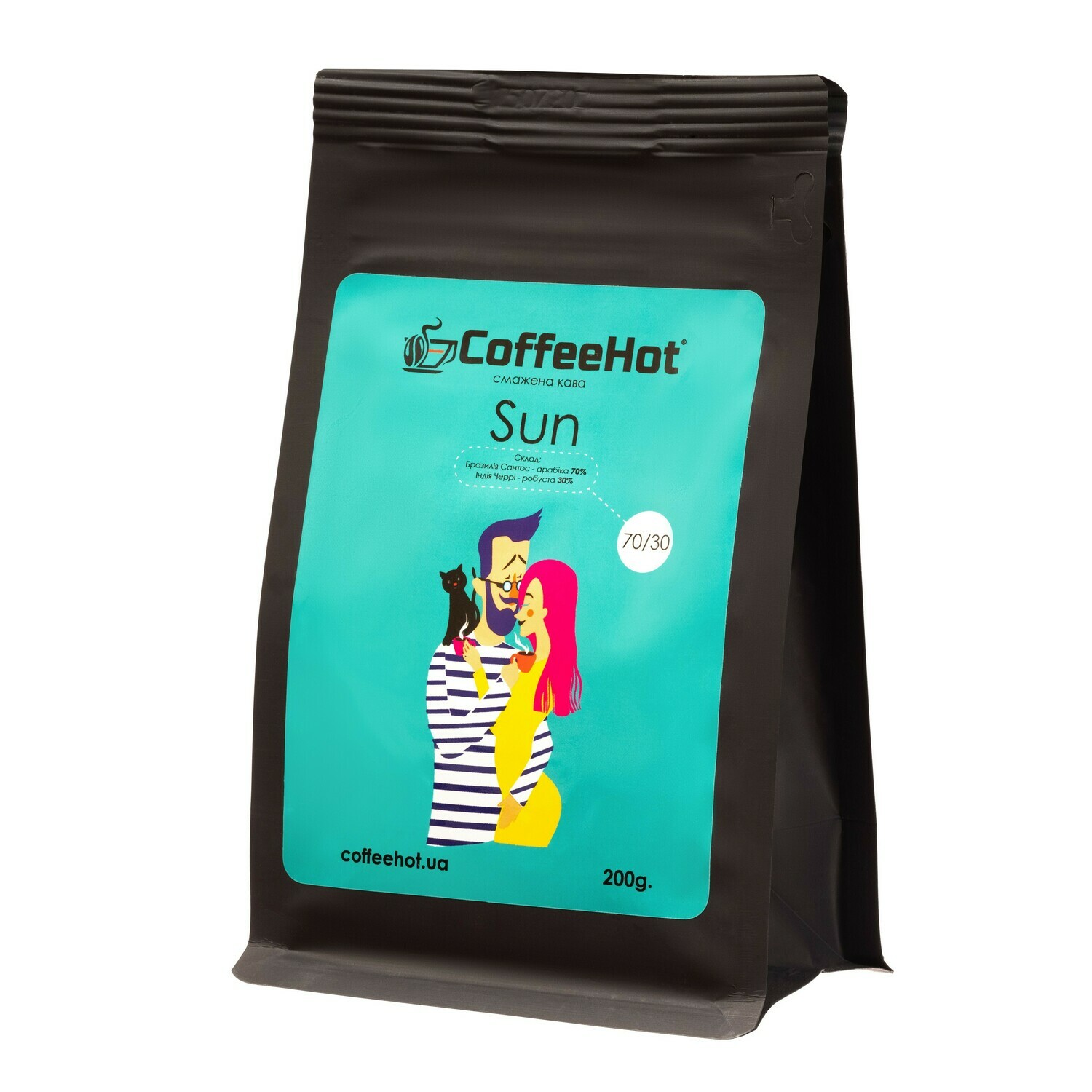 Кава Sun 70/30 CoffeeHot — тіффані-етикетка, 200 г, арабика робуста купаж