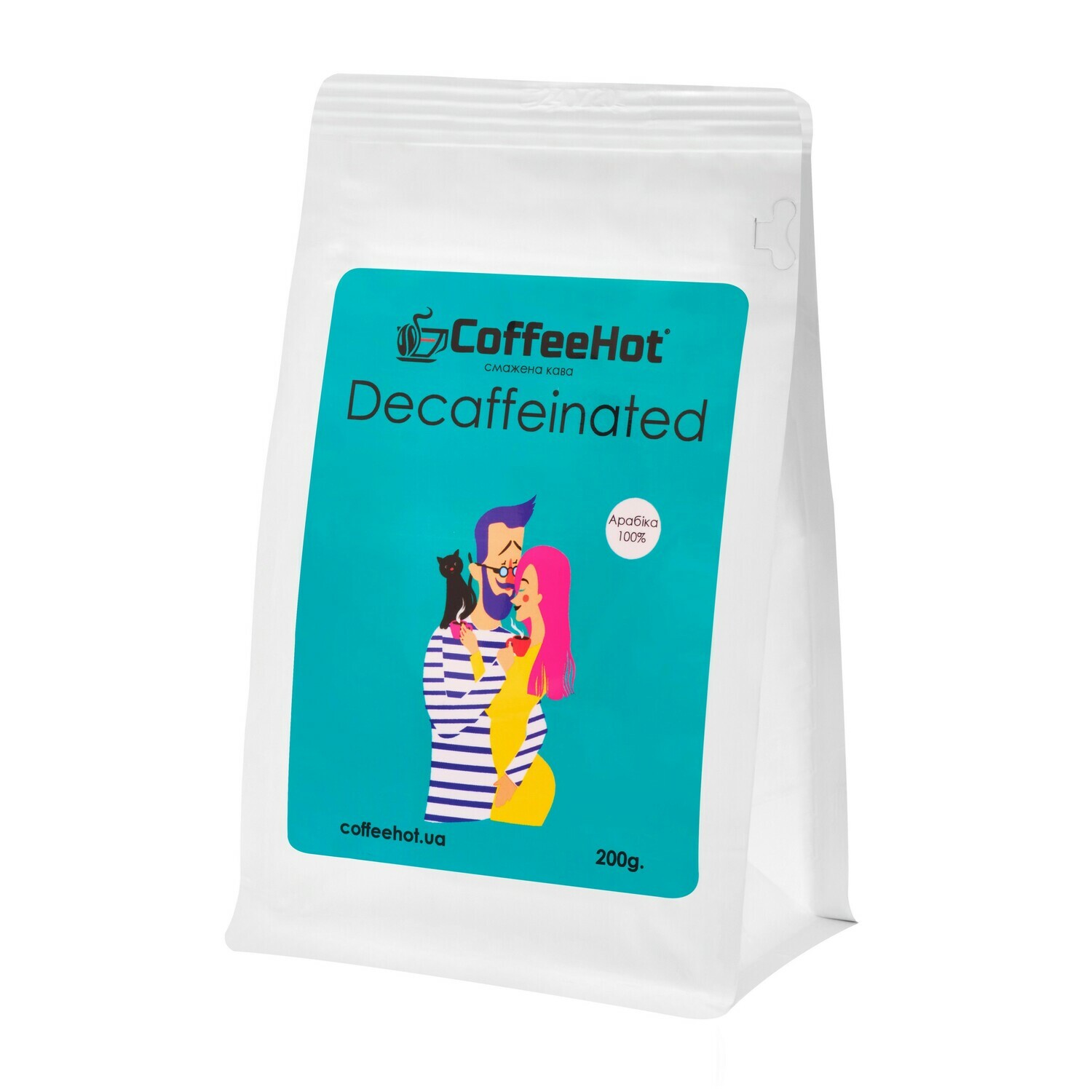 Decaffeinated — наш моносорт із Колумбії, з якого видалено кофеїн (вміст знижено до 0.003%) натуральним методом — за допомого