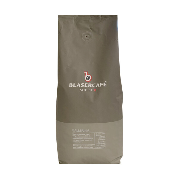 Пачка кави в зернах Blasercafe Ballerina 1000 г, 100% арабіка, світле обсмаження, сіра упаковка