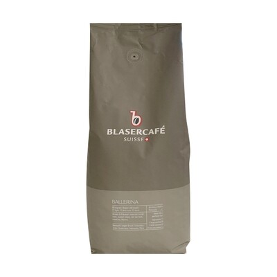 Пачка кави в зернах Blasercafe Ballerina 1000 г, 100% арабіка, світле обсмаження, сіра упаковка