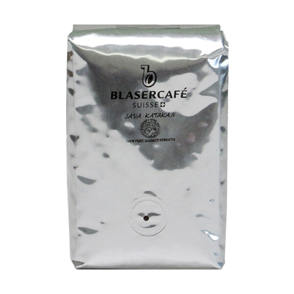 Пачка кави в зернах Blasercafe Java 250 г, моносорт 100% робуста з Яви, серебриста сіра  упаковка