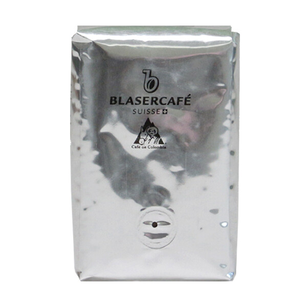 Пачка кави в зернах Blasercafe Colombia 250 г, моносорт 100% арабіка з Колумбії, серебриста  упаковка