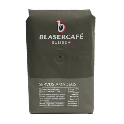 Зерна швейцарської кави без кофеїну Blasercafe Servus Amadeus  купаж арабіки
 