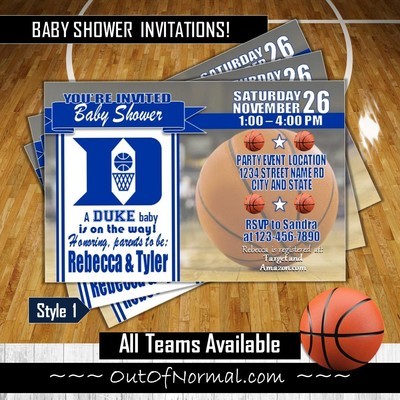 Duke Blue Devils 4"x6" NCAA College Basketball Baby Shower Invitation