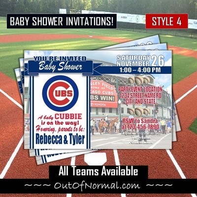 Chicago Cubs MLB baseball Baby Shower Invitation 4"x6"
