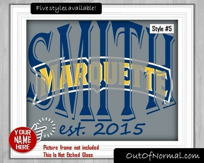 Marquette University Golden Eagles NCAA Custom Name Art Gift Xmas Present