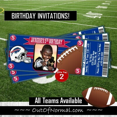Buffalo Bills NFL Football Birthday Invitation Ticket Style