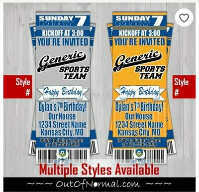 Ole Miss College NCAA Birthday Invitation Ticket Style