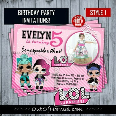 LOL Surprise Birthday Invitation 5x7