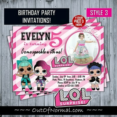 LOL Surprise Birthday Invitation 5x7
