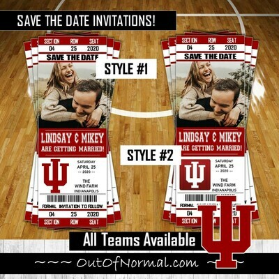 Indiana University IU Hoosiers SAVE THE DATE photo NCAA College Basketball invitation ticket