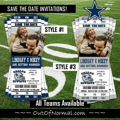 Dallas Cowboys DAL SAVE THE DATE photo NFL Football Invitation Ticket Style