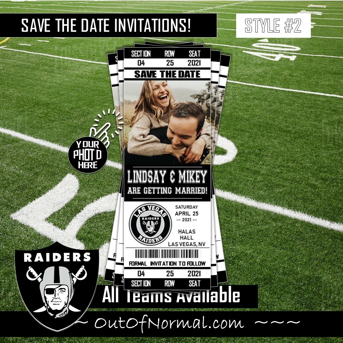 Las Vegas Raiders Baby Shower Ticket Style Sports Party Invitations –  Sports Invites