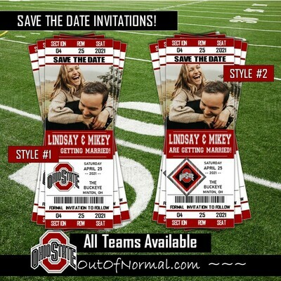 THE Ohio State University Buckeyes SAVE THE DATE photo NCAA College Basketball invitation ticket