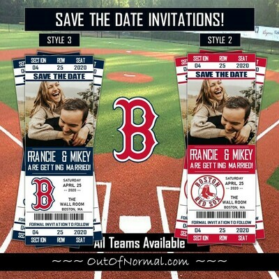 Boston Red Sox BOS SAVE THE DATE photo MLB Baseball Invitation Ticket Style