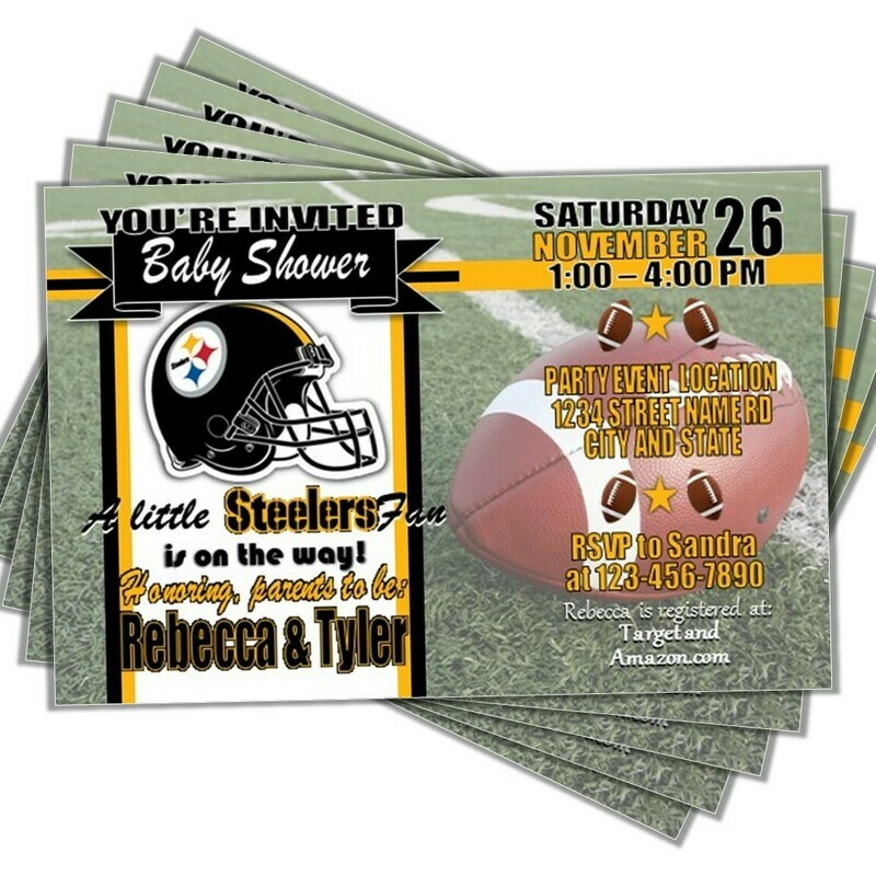 Pittsburgh Steelers NFL Football Baby Shower Invitation 4&quot;x6&quot;