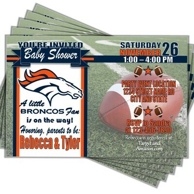 Denver Broncos 4&quot;x6&quot; NFL Football Baby Shower Invitation
