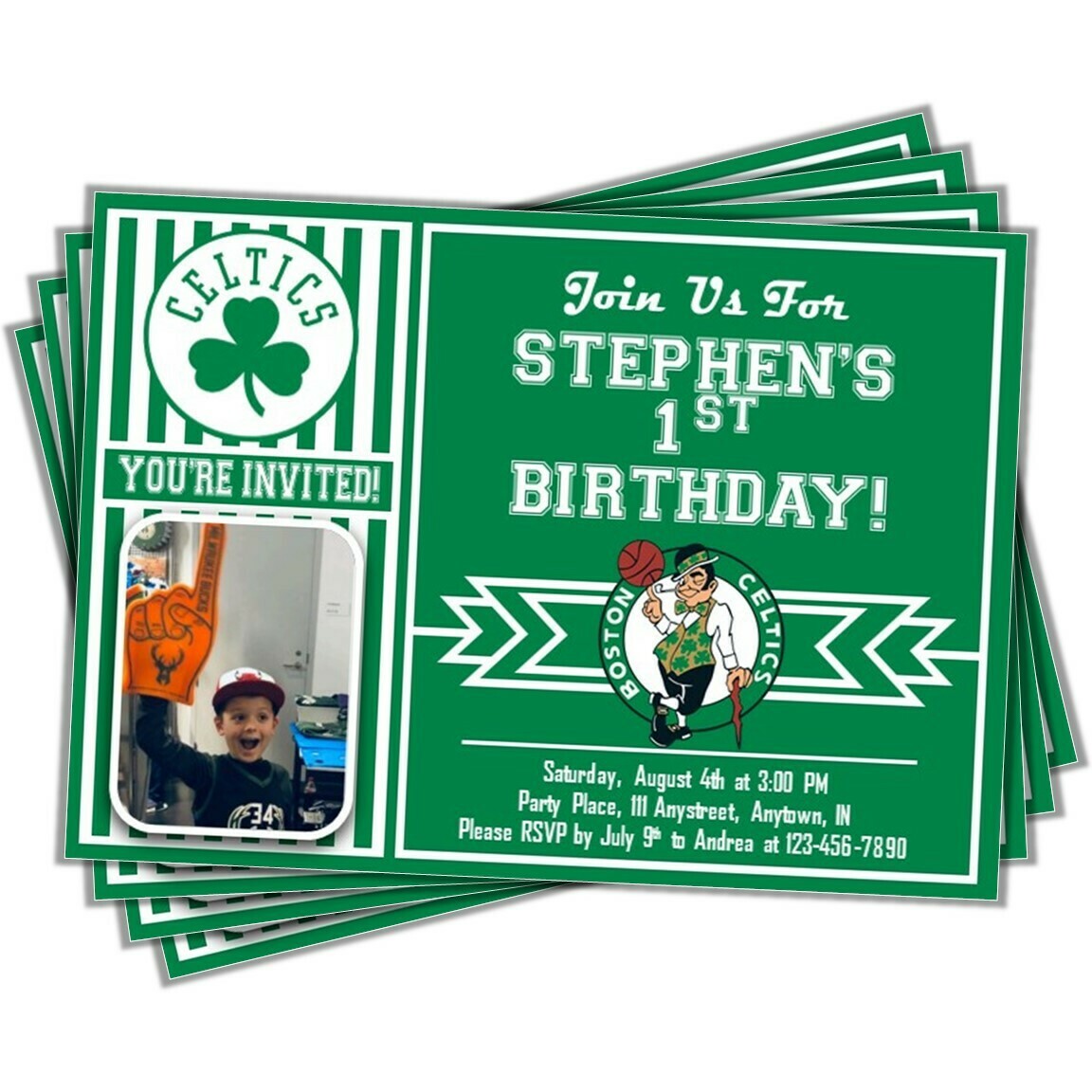 Boston Celtics Printable Ticket Invitation Basketball Party