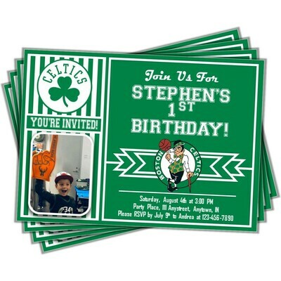 Boston Celtics NBA Basketball Birthday Invitation 5x7