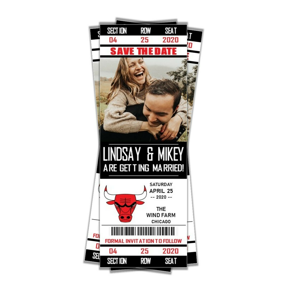 Chicago Bulls CHI MJ 23 SAVE THE DATE photo NBA Basketball invitation Ticket Style
