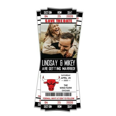 Chicago Bulls CHI MJ 23 SAVE THE DATE photo NBA Basketball invitation Ticket Style