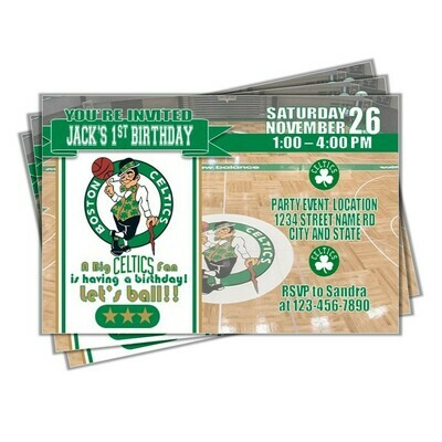 Boston Celtics NBA Basketball Birthday Invitation 4&quot;x6&quot;