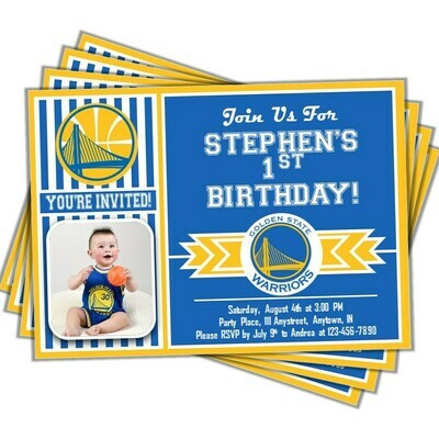 Golden State Warriors NBA Basketball Birthday Invitation 5x7