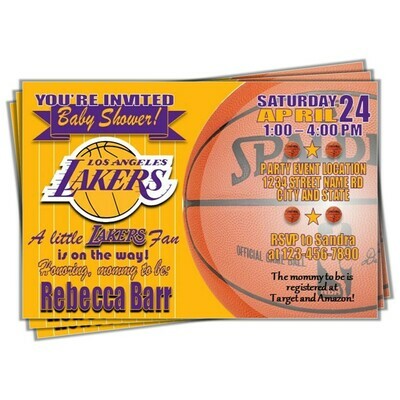 Los Angeles LA Lakers Baby Shower Invitation 4&quot;x6&quot;