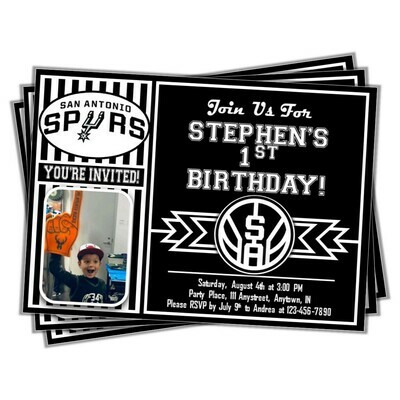 San Antonio Spurs NBA Basketball Birthday Invitation 5x7